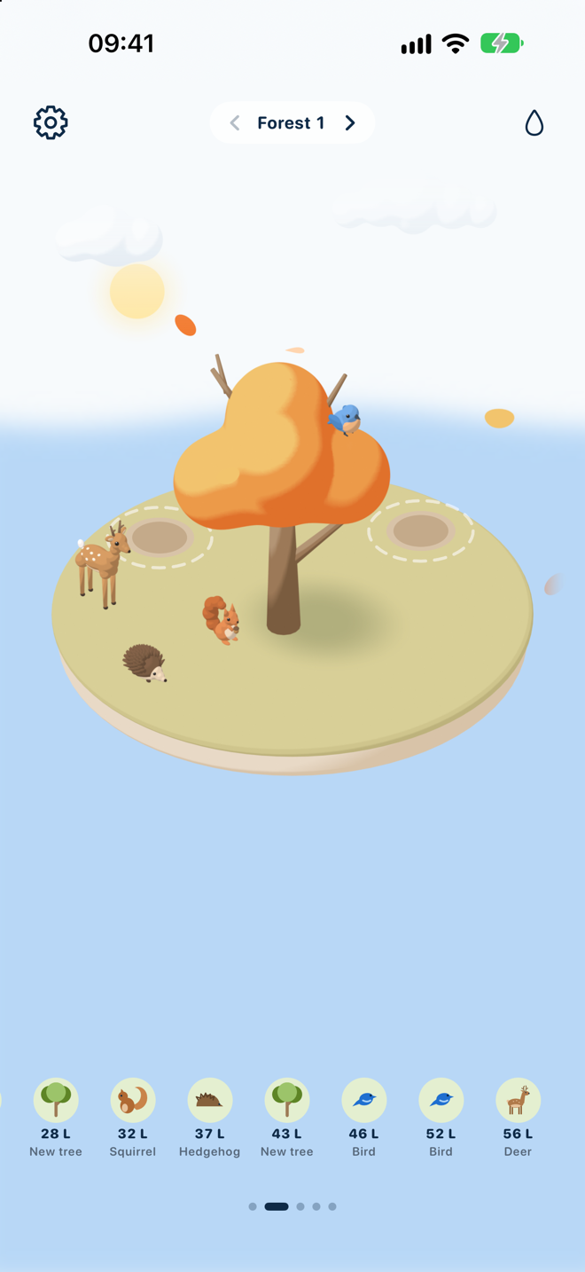 Waturrr forest: a finished autumn forest with a deer, a squirrel, a hedgehog and a bird